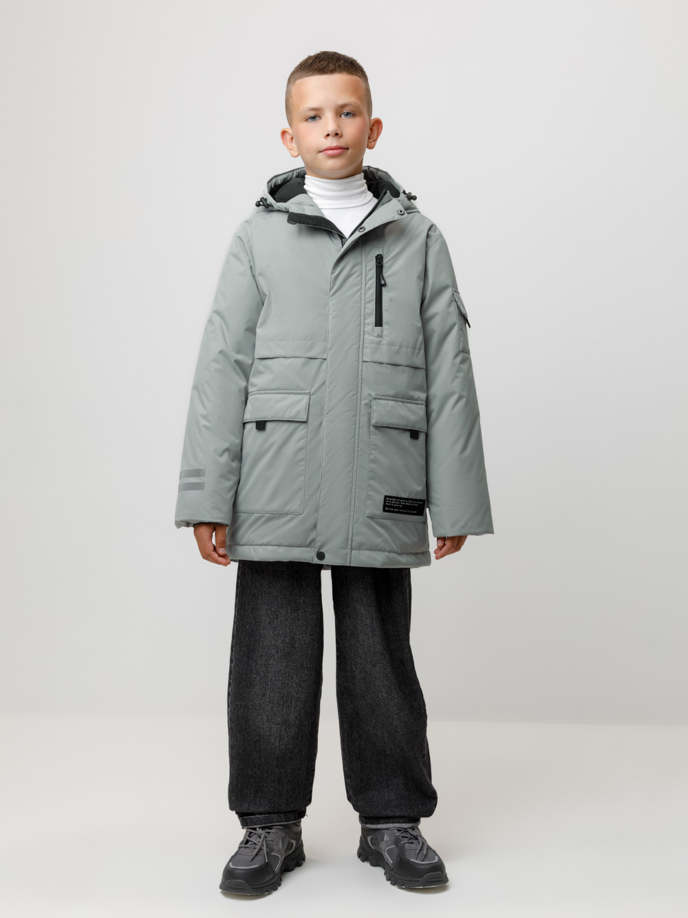 Куртки для мальчика, артикул: ВК 36105/1 ГР (128-158), цвет: серый