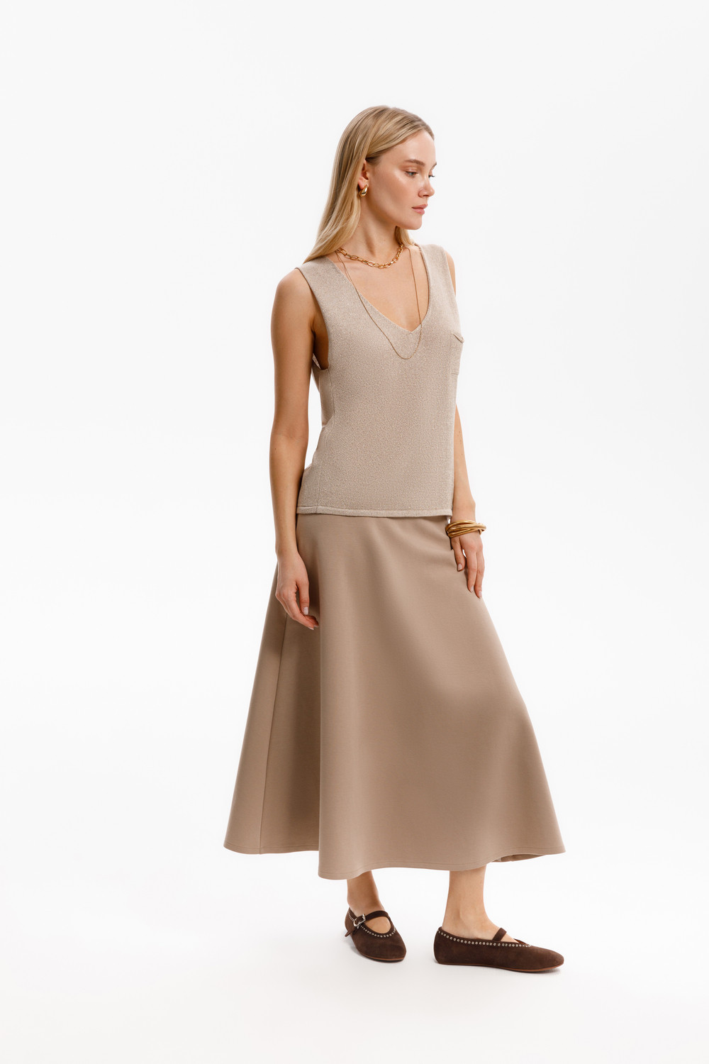 Юбки женские для мам, артикул: ЕВТ 7028, цвет: бежевый