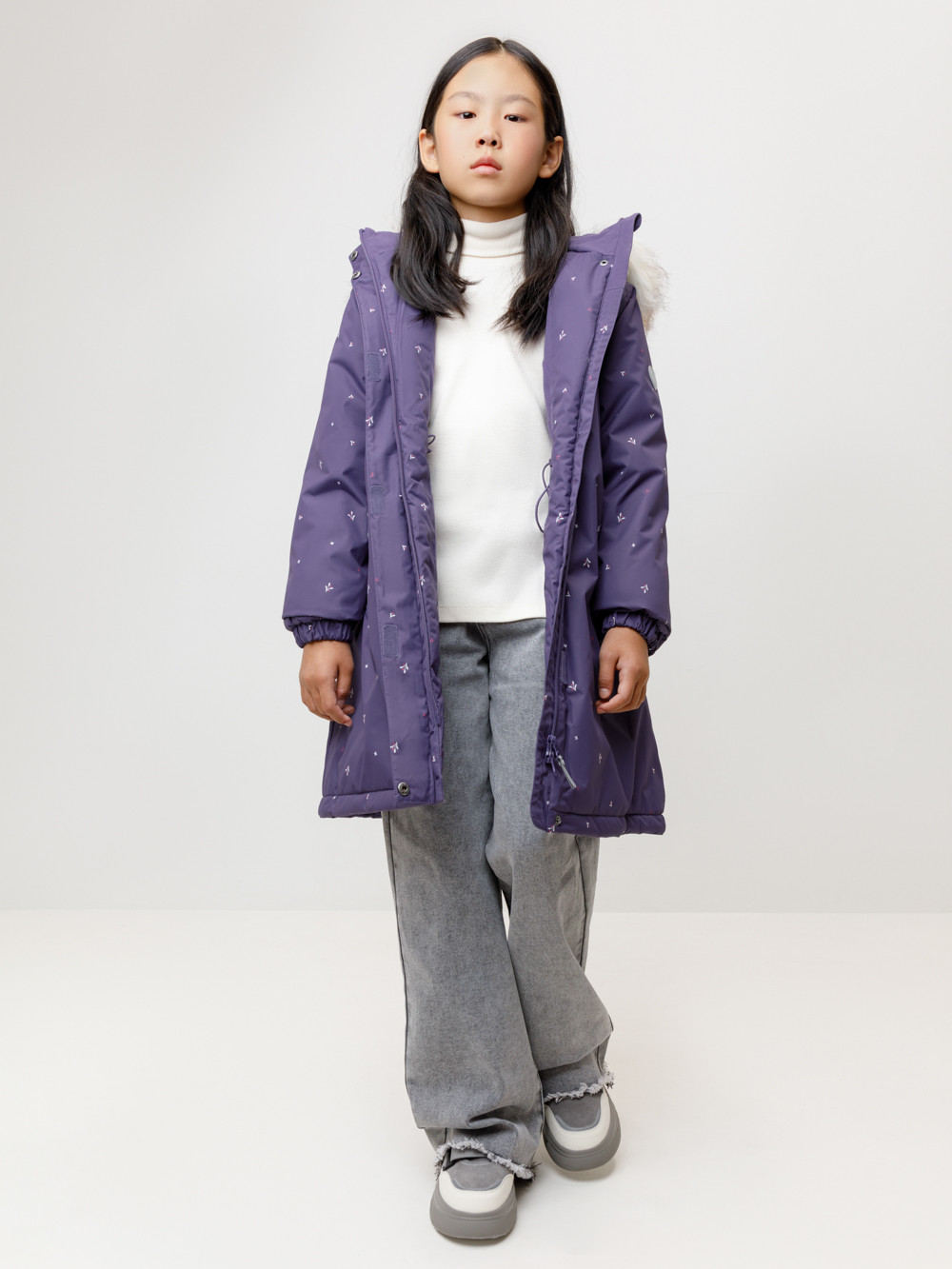 Пальто для девочки, артикул: ВК 38105/н/4 ГР, цвет: фиолетовый