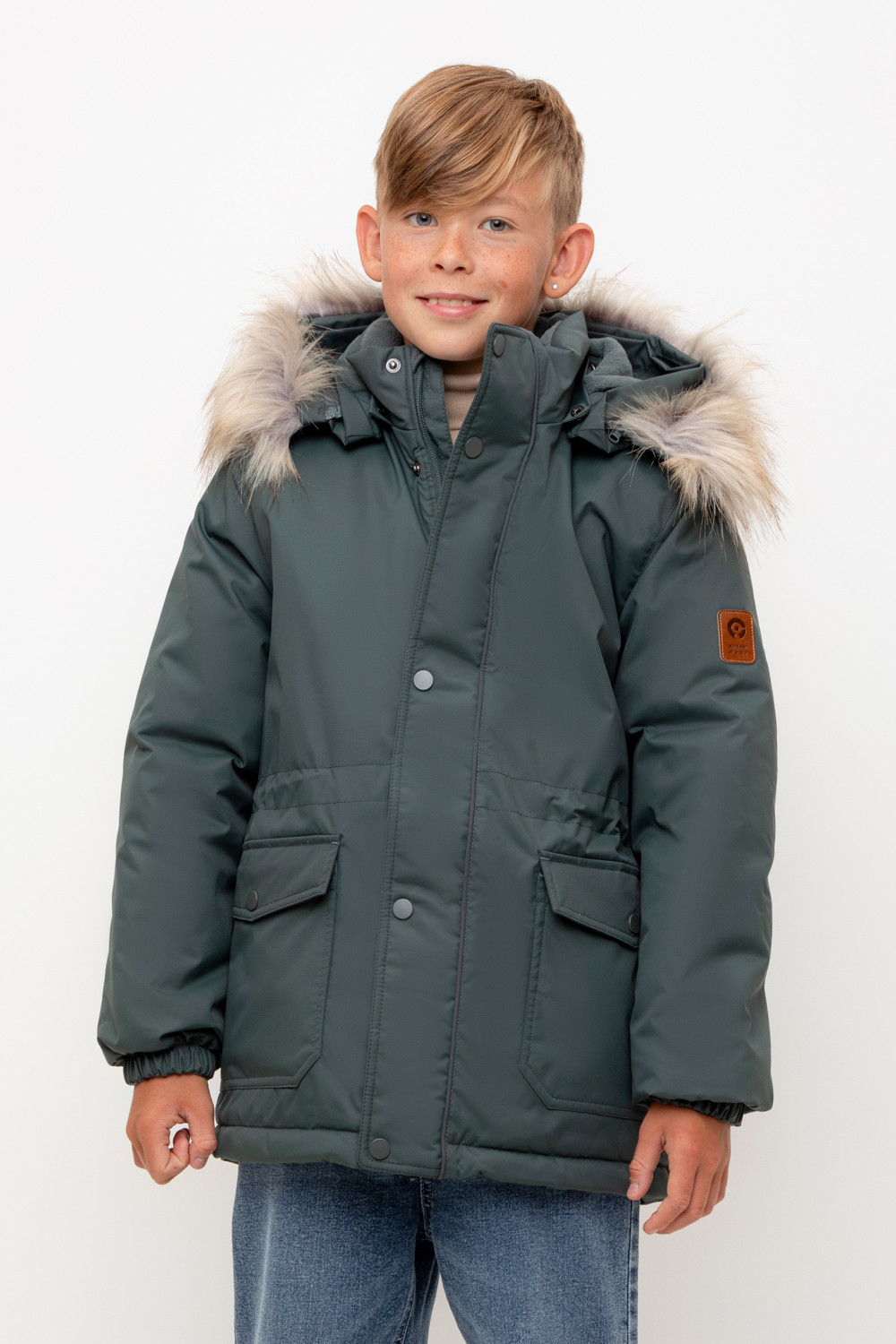 Пальто, плащи для мальчика, артикул: ВК 36096/8 УЗГ (122-158), цвет: зеленый