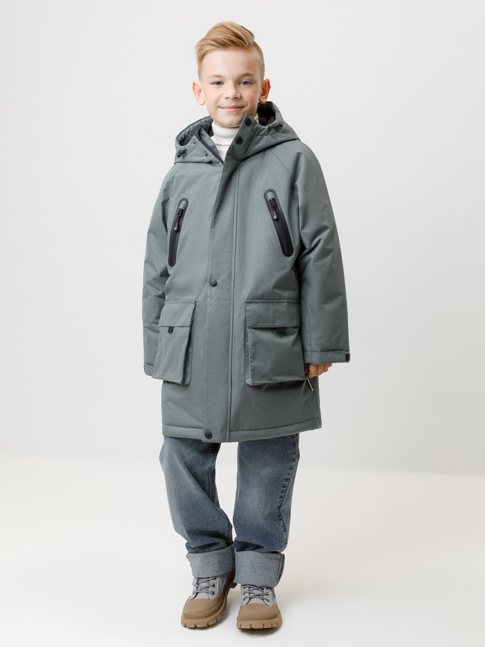 Пальто, плащи для мальчика, артикул: ВК 36112/2 ГР, цвет: зеленый