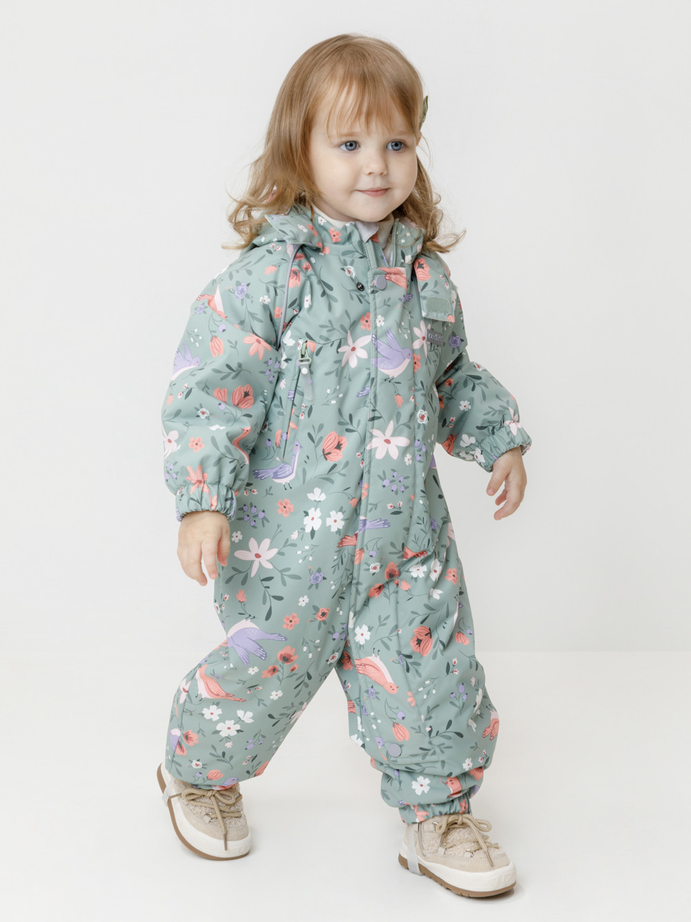 Комбинезоны утепленные для девочки, артикул: ВК 60085/н/1 Ал, цвет: зеленый