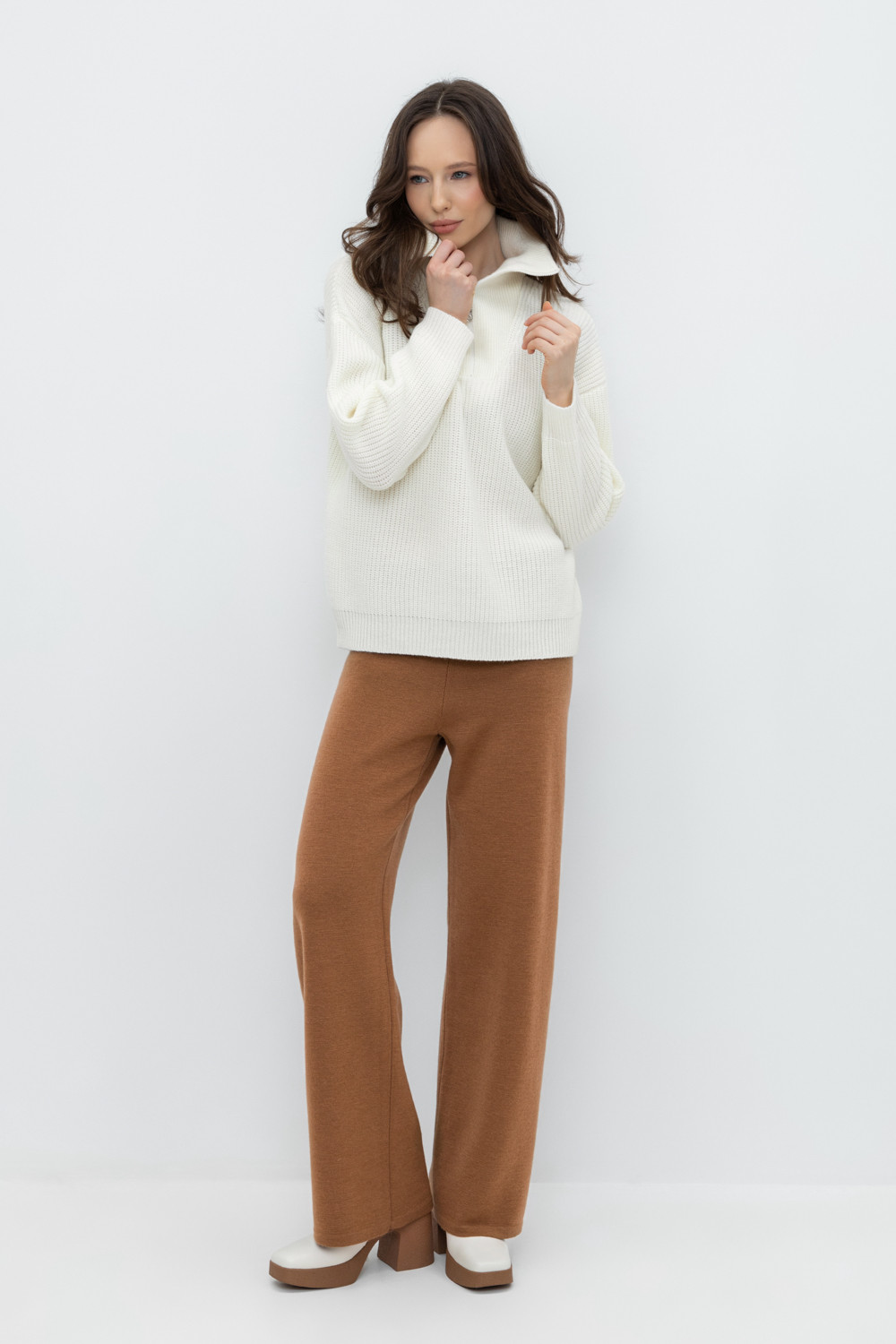 Брюки женские для мам, артикул: ЕВ 416/24ш, цвет: коричневый