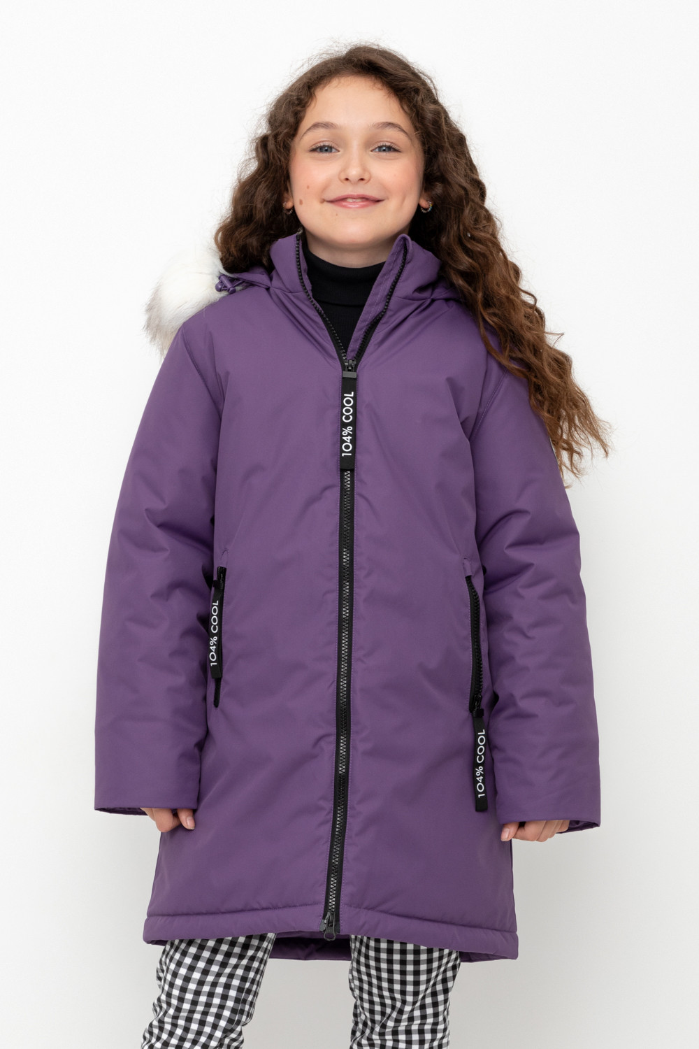 Пальто для девочки, артикул: ВК 38109/1 УЗГ, цвет: фиолетовый
