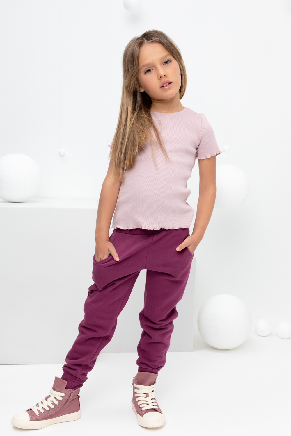 Брюки для девочки, артикул: КР 400588, цвет: фиолетовый