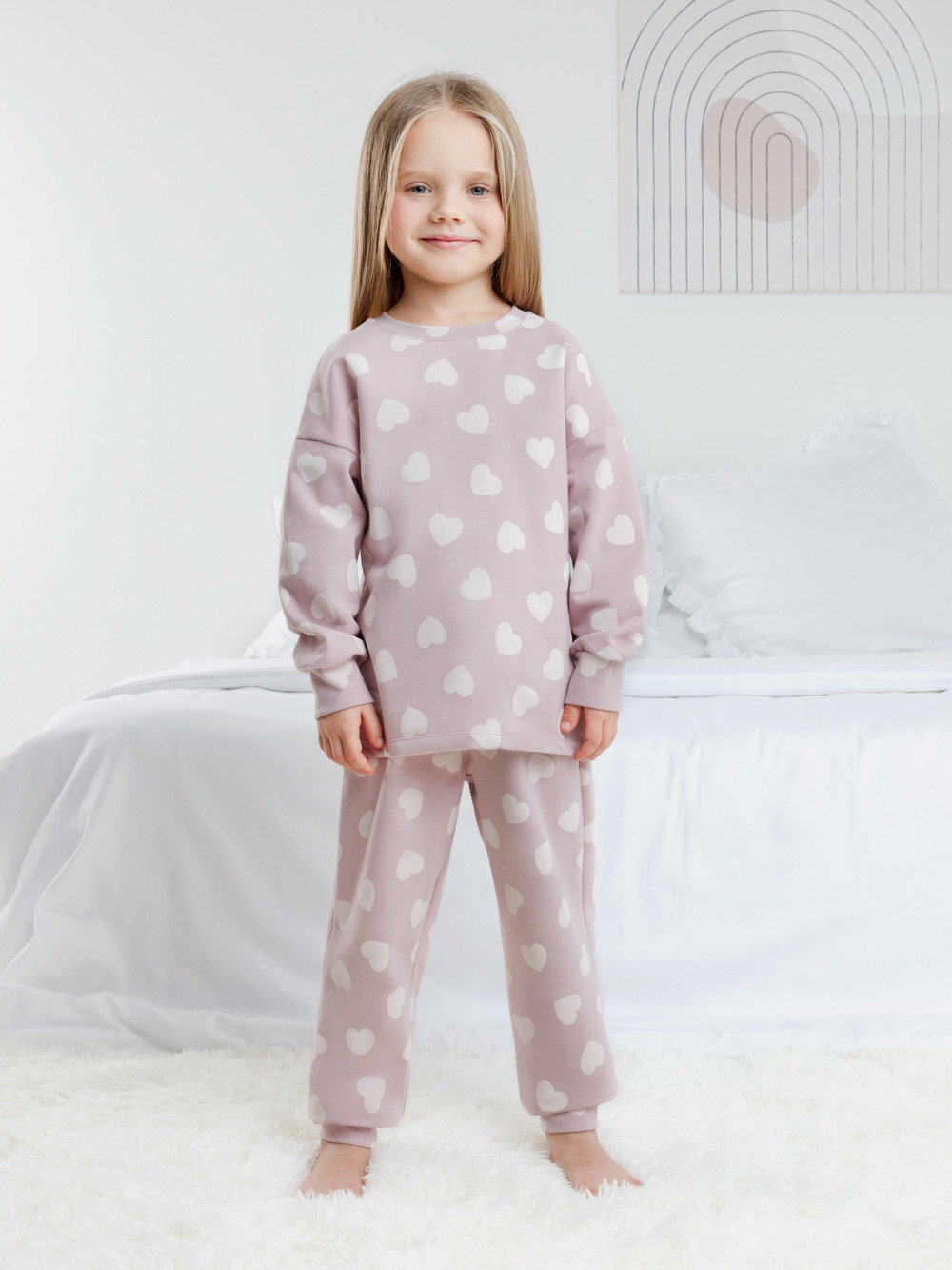 Пижама для девочки, артикул: К 1587, цвет: розовый
