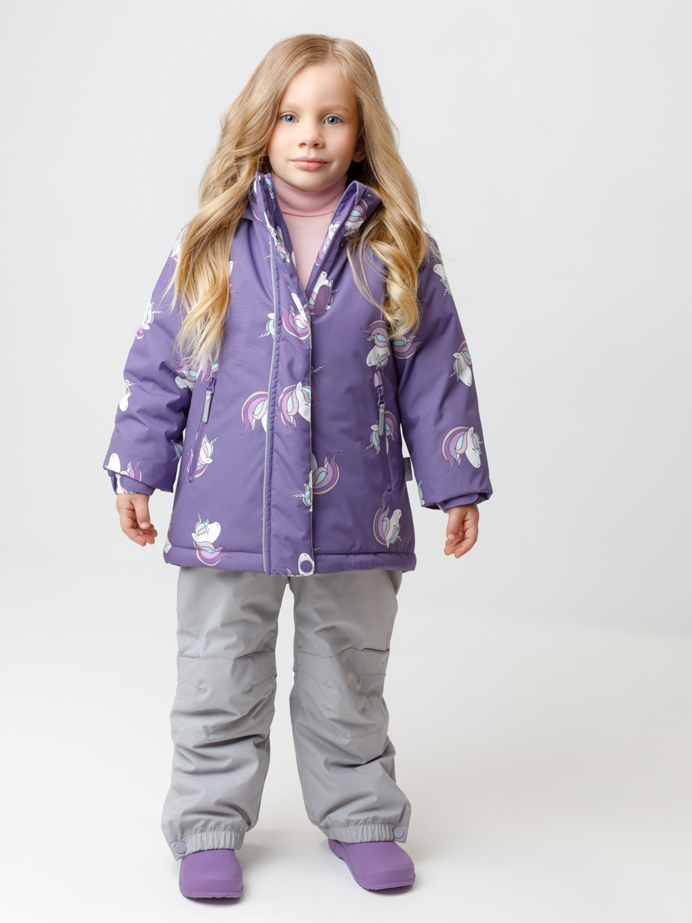 Куртка для девочки, артикул: ВК 38095/н/6 Ал, цвет: фиолетовый