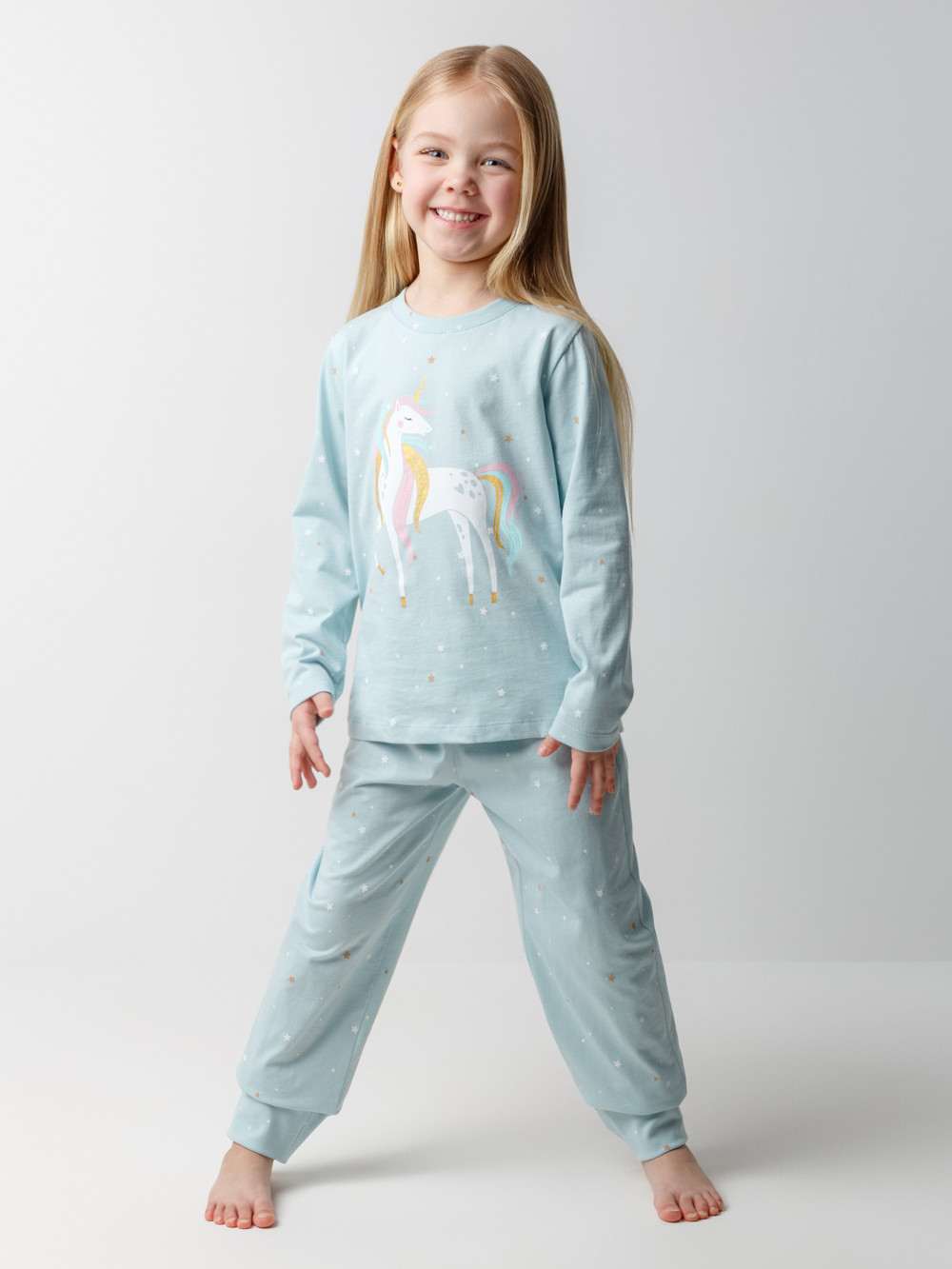 Пижама для девочки, артикул: К 1637, цвет: голубой
