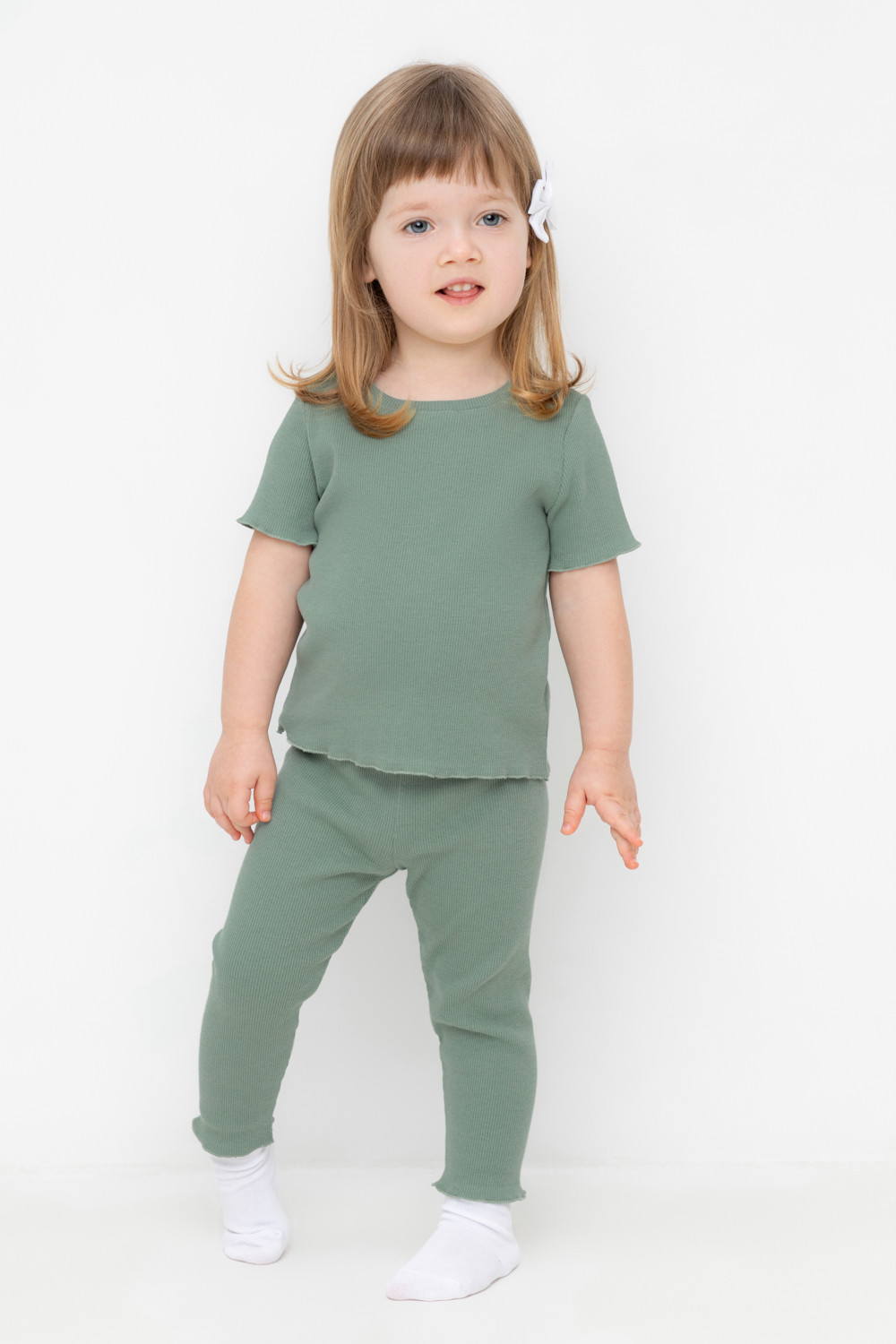 Лосины для девочки, артикул: КР 400769, цвет: зеленый