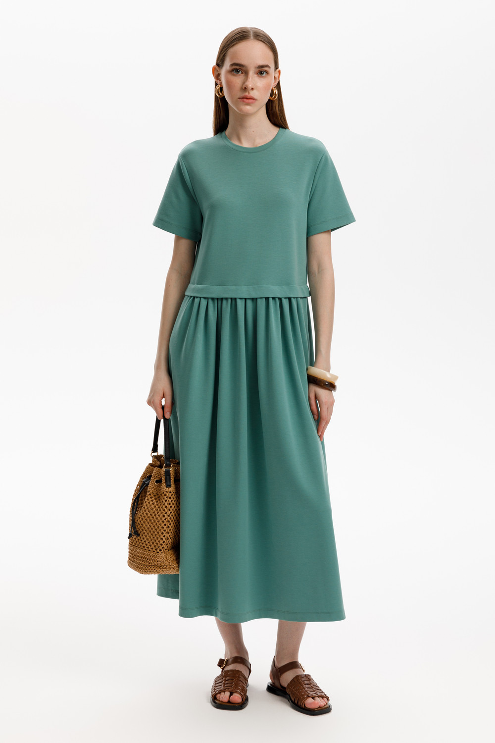 Платья женские для мам, артикул: ЕВТ 5086, цвет: зеленый