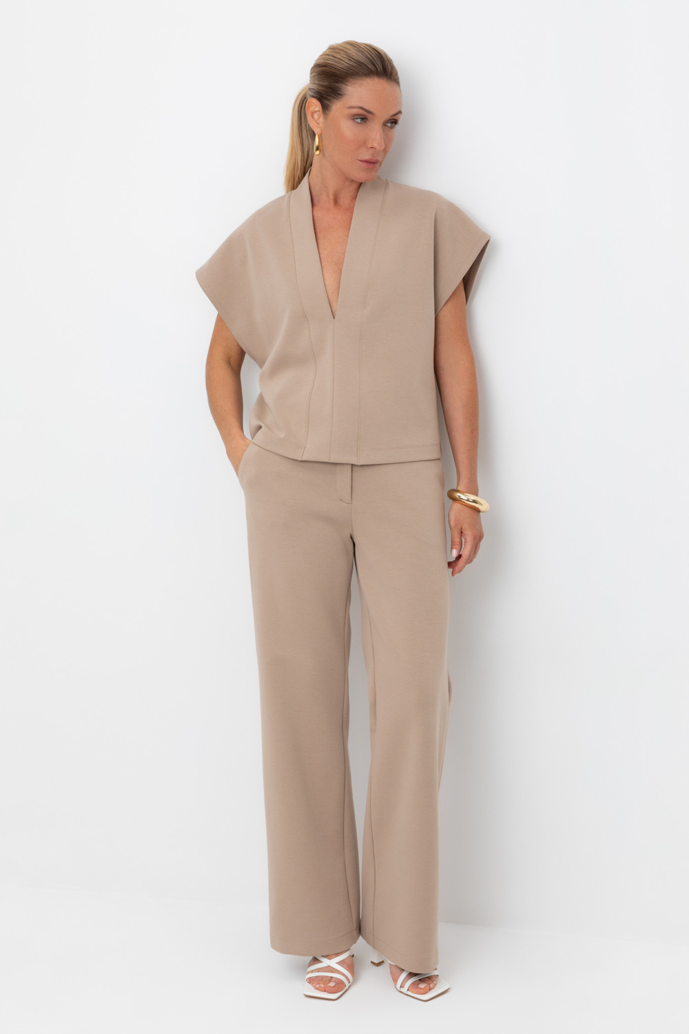 Брюки женские для мам, артикул: ЕВТ 4142, цвет: бежевый