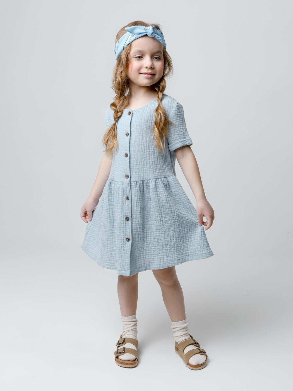 Платье для девочки, артикул: ТК 52095, цвет: голубой