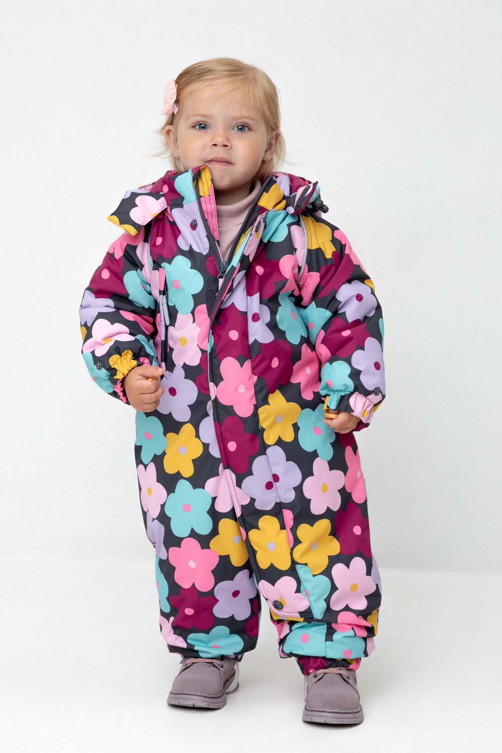 Комбинезоны утепленные для девочки, артикул: ВК 60032/н/47 Ал, цвет: серый