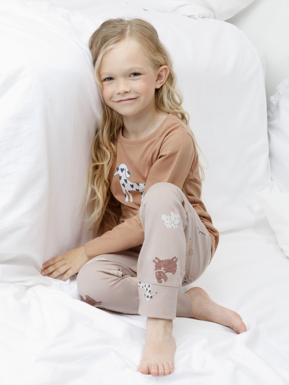 Пижама для девочки, артикул: К 1606, цвет: коричневый