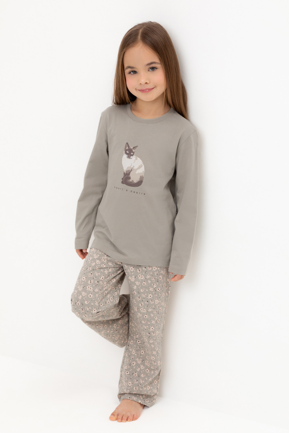 Пижама для девочки, артикул: К 1623, цвет: хаки