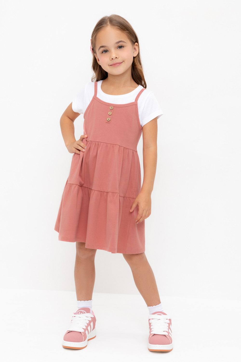 Сарафан для девочки, артикул: КР 5799-1, цвет: оранжевый