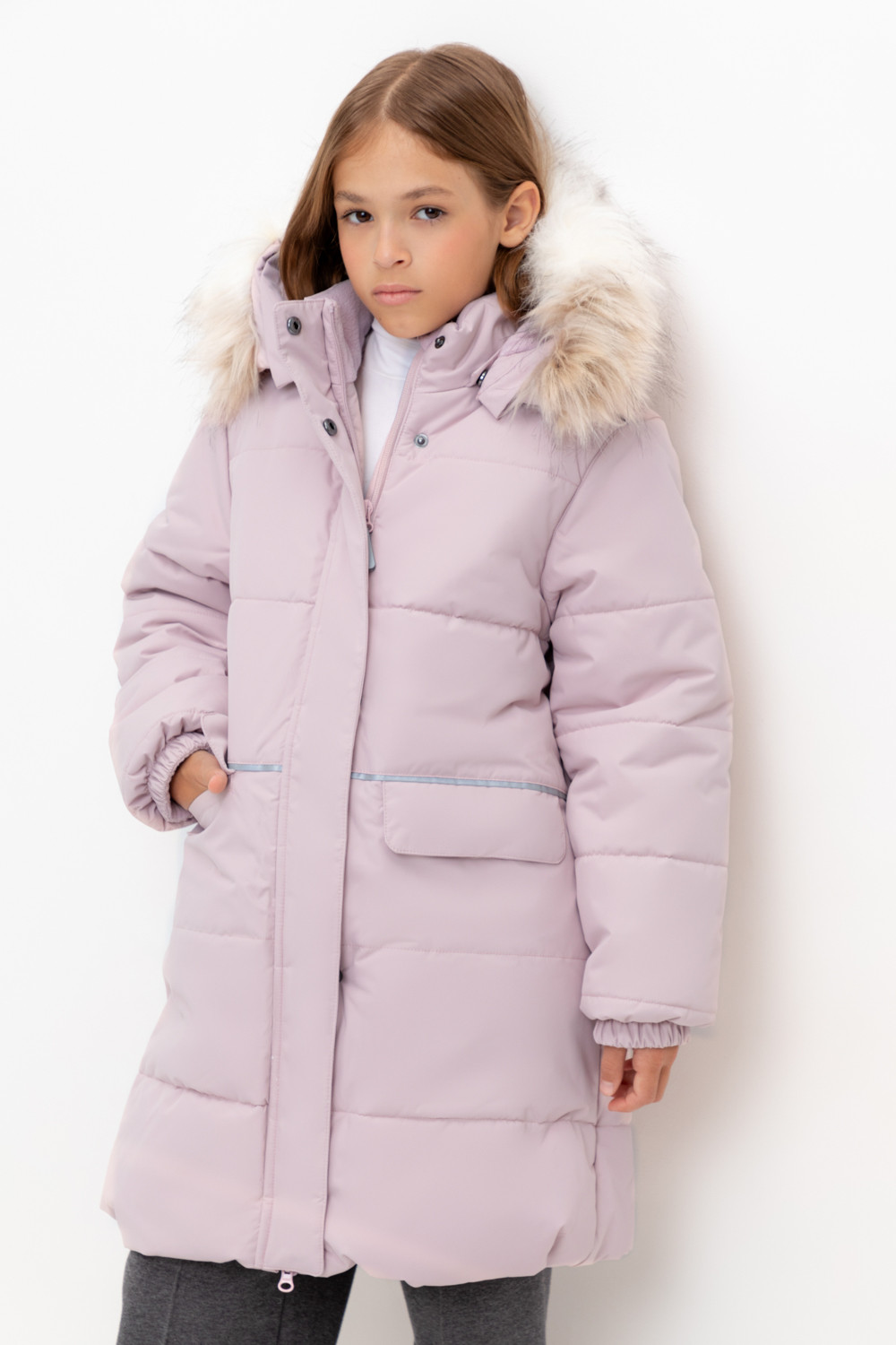 Пальто для девочки, артикул: ВК 38094/6 УЗГ, цвет: розовый