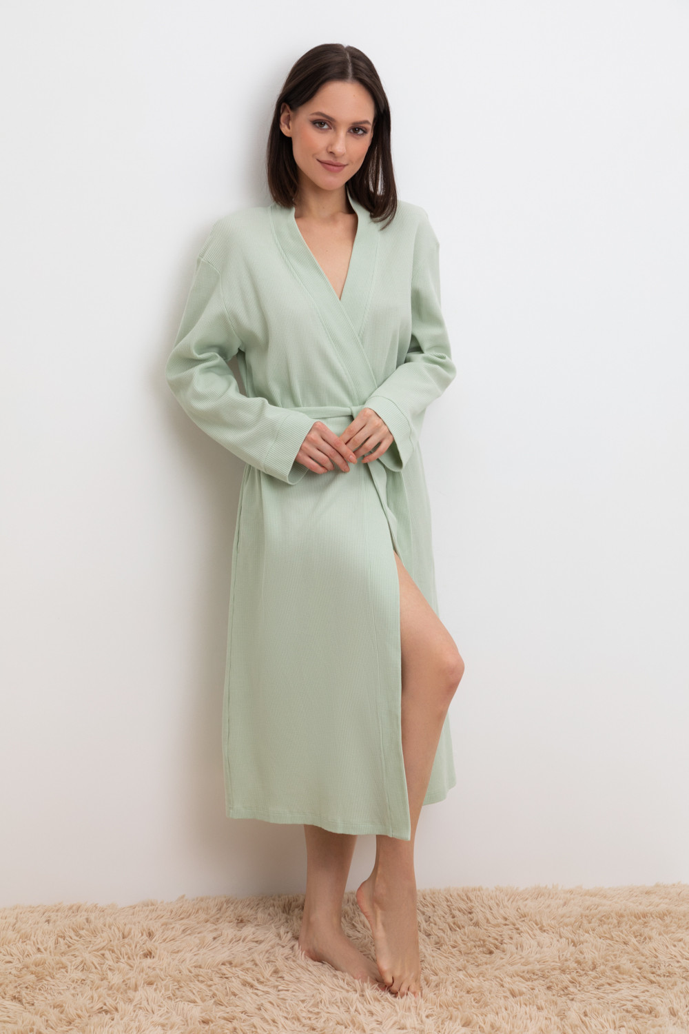 Халаты женские для мам, артикул: Е 50014/24, цвет: зеленый