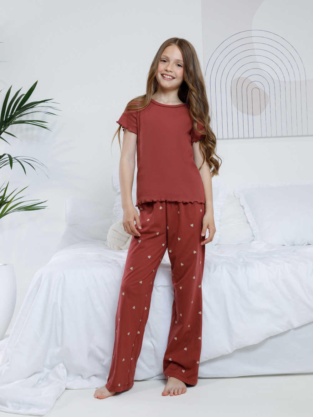 Пижама для девочки, артикул: МП 1659-1, цвет: коричневый