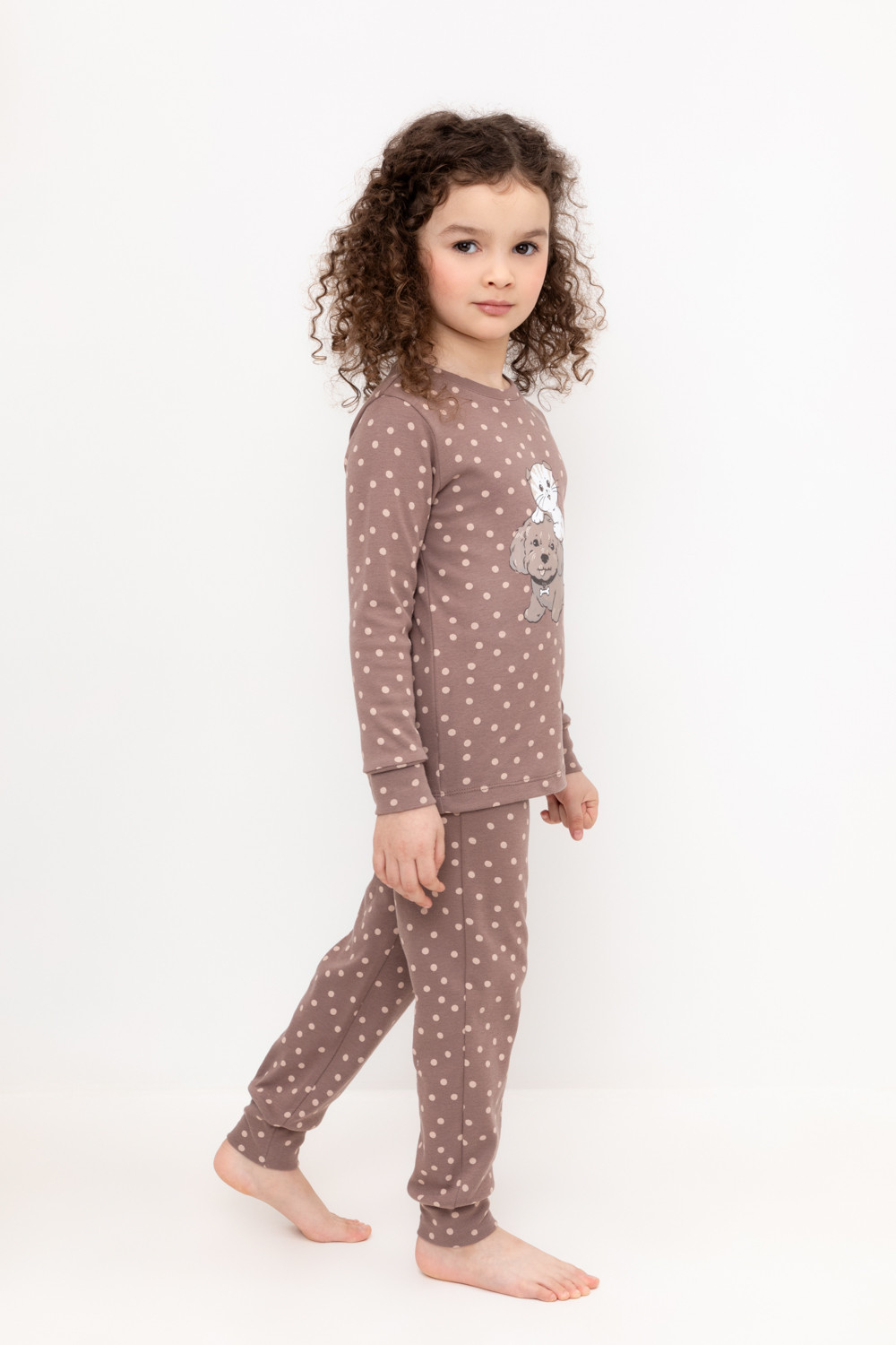 Пижама для девочки, артикул: К 1621, цвет: коричневый
