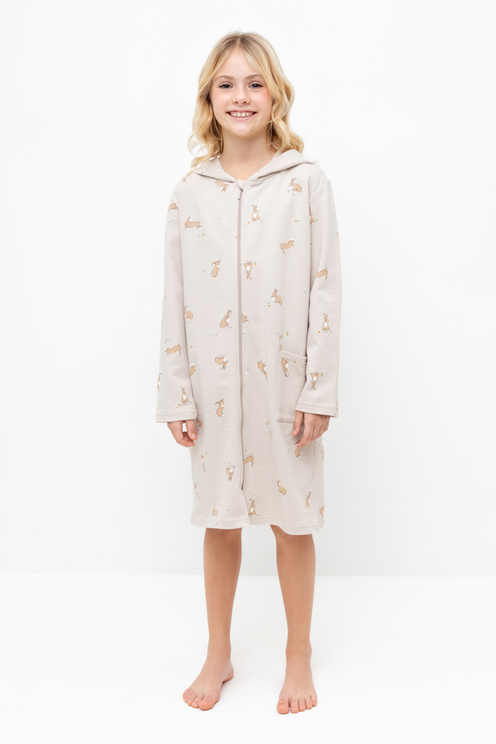 Халат для девочки, артикул: К 5764-1, цвет: бежевый