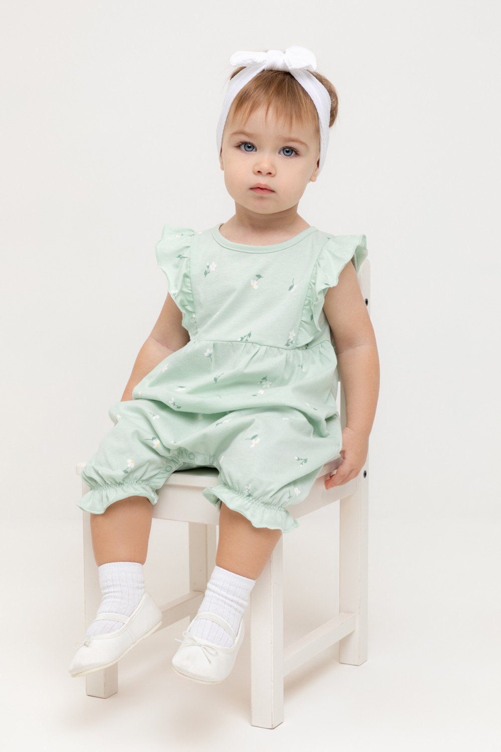 Полукомбинезон для девочки, артикул: КР 6408, цвет: зеленый