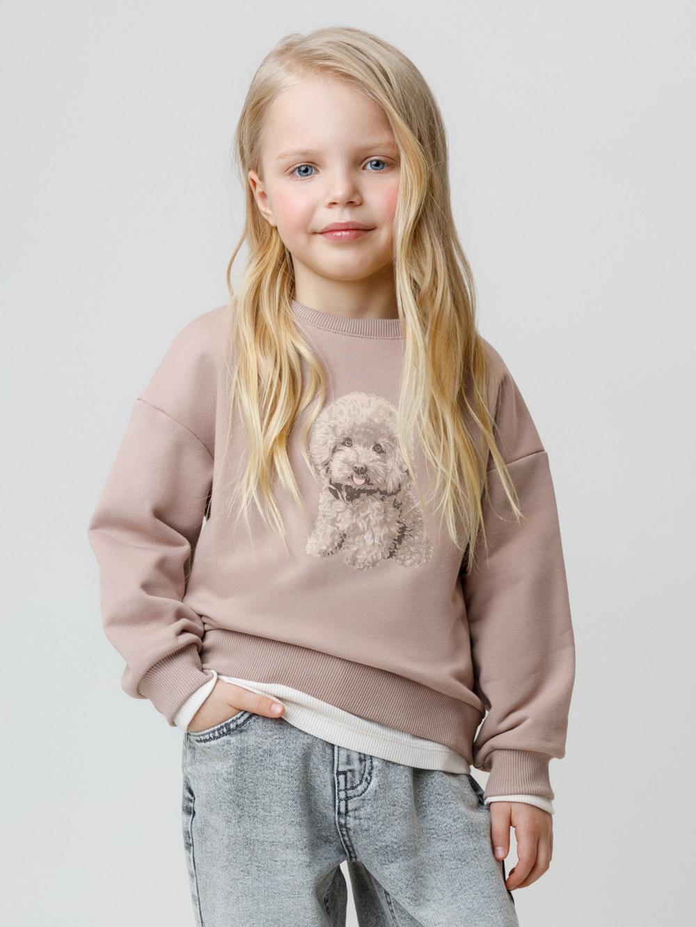 Свитшоты для девочки, артикул: КР 302816, цвет: кофейный