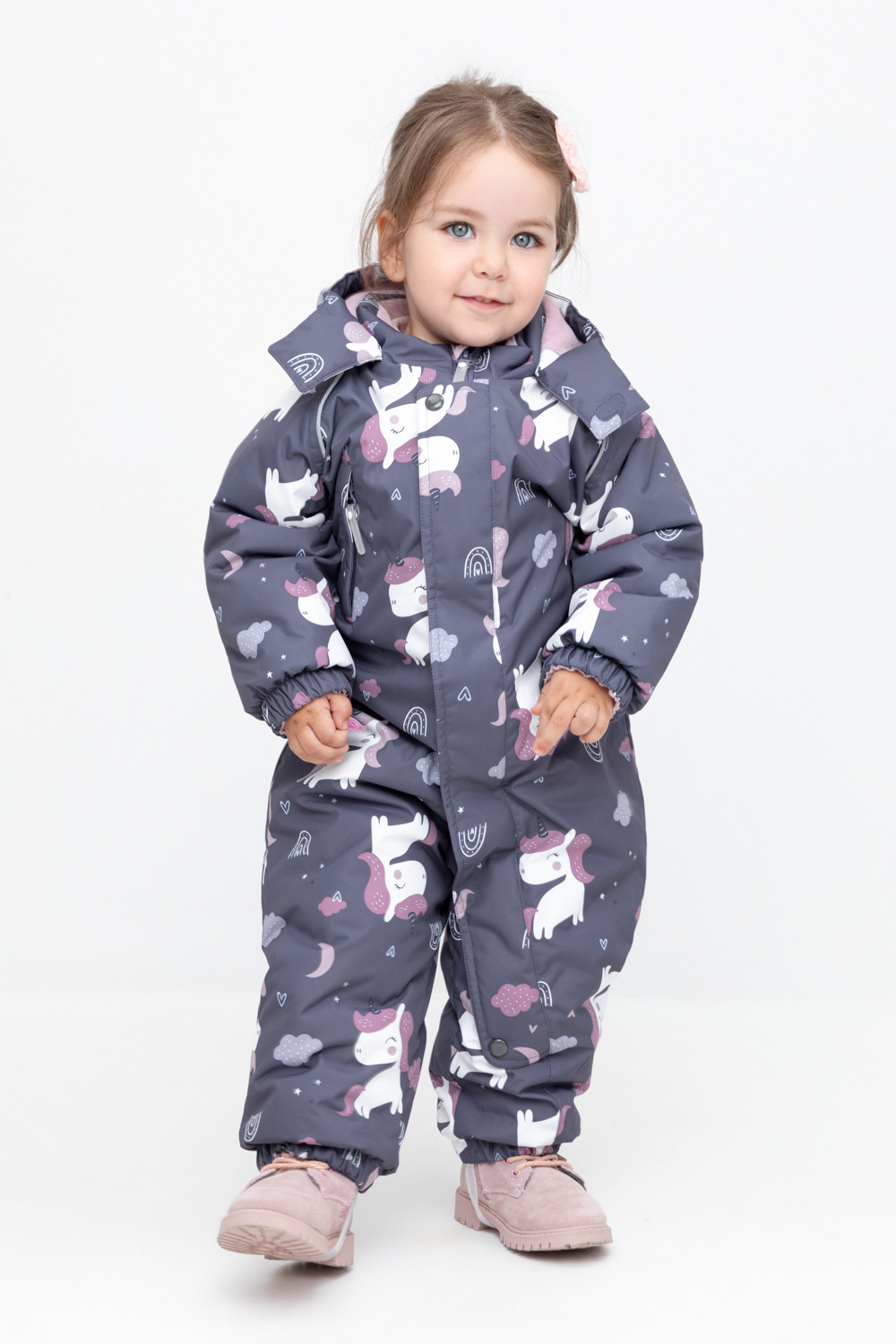 Комбинезоны утепленные для девочки, артикул: ВК 60113/н/4 УЗГ, цвет: темно-серый