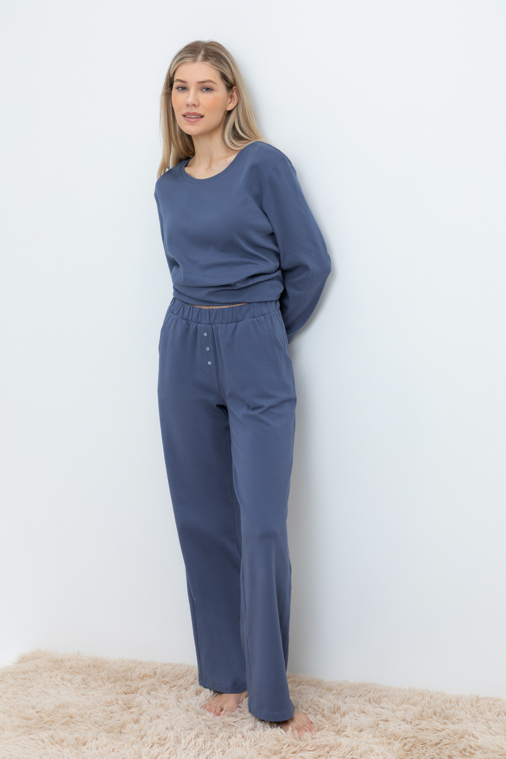 Брюки для дома для мам, артикул: Е 40054, цвет: синий