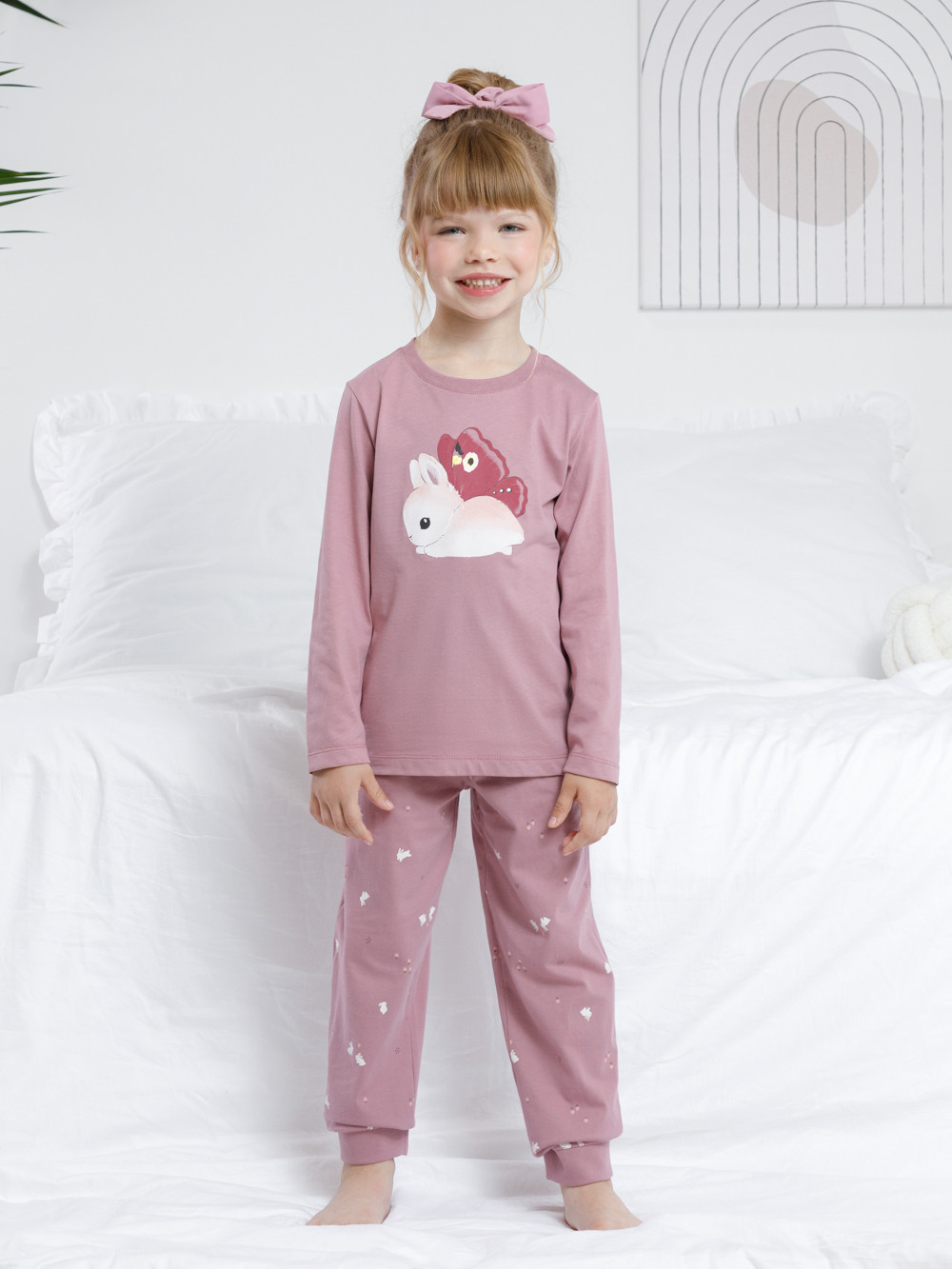 Пижама для девочки, артикул: К 1606, цвет: розовый