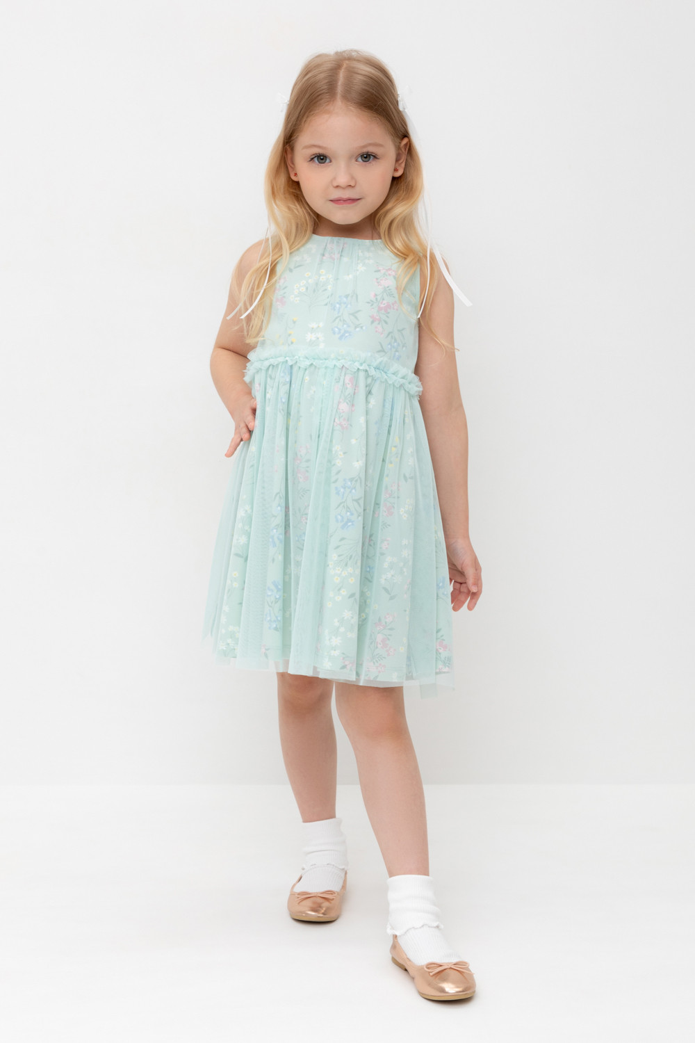 Платье для девочки, артикул: КР 5734-1, цвет: голубой