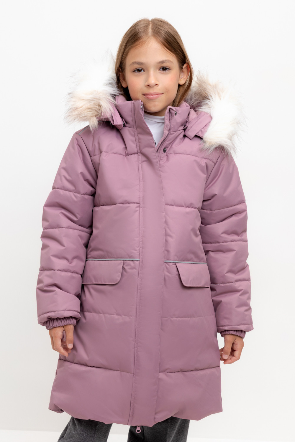Пальто для девочки, артикул: ВК 38094/7 УЗГ, цвет: фиолетовый