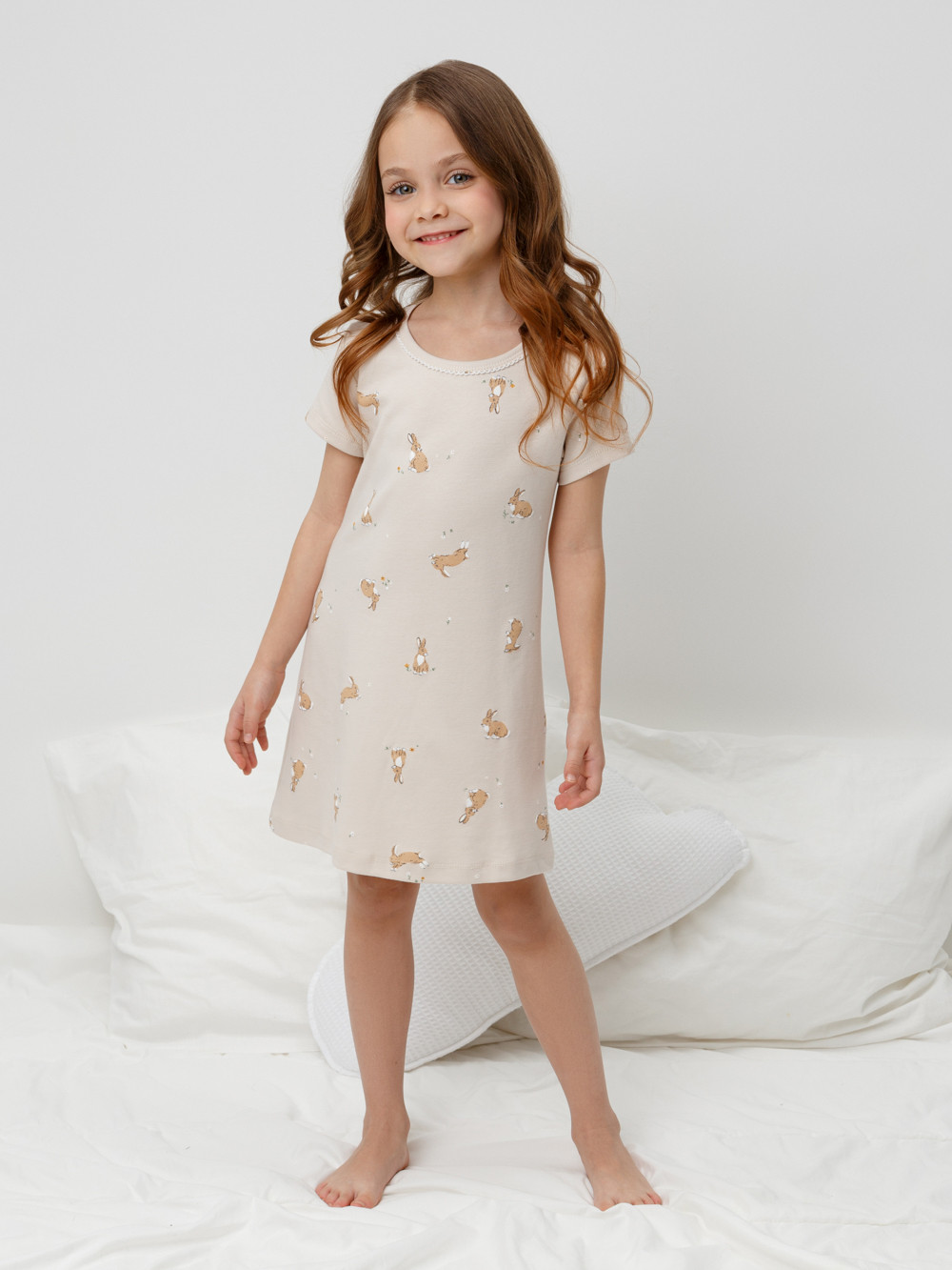 Ночная сорочка для девочки, артикул: К 1156, цвет: бежевый