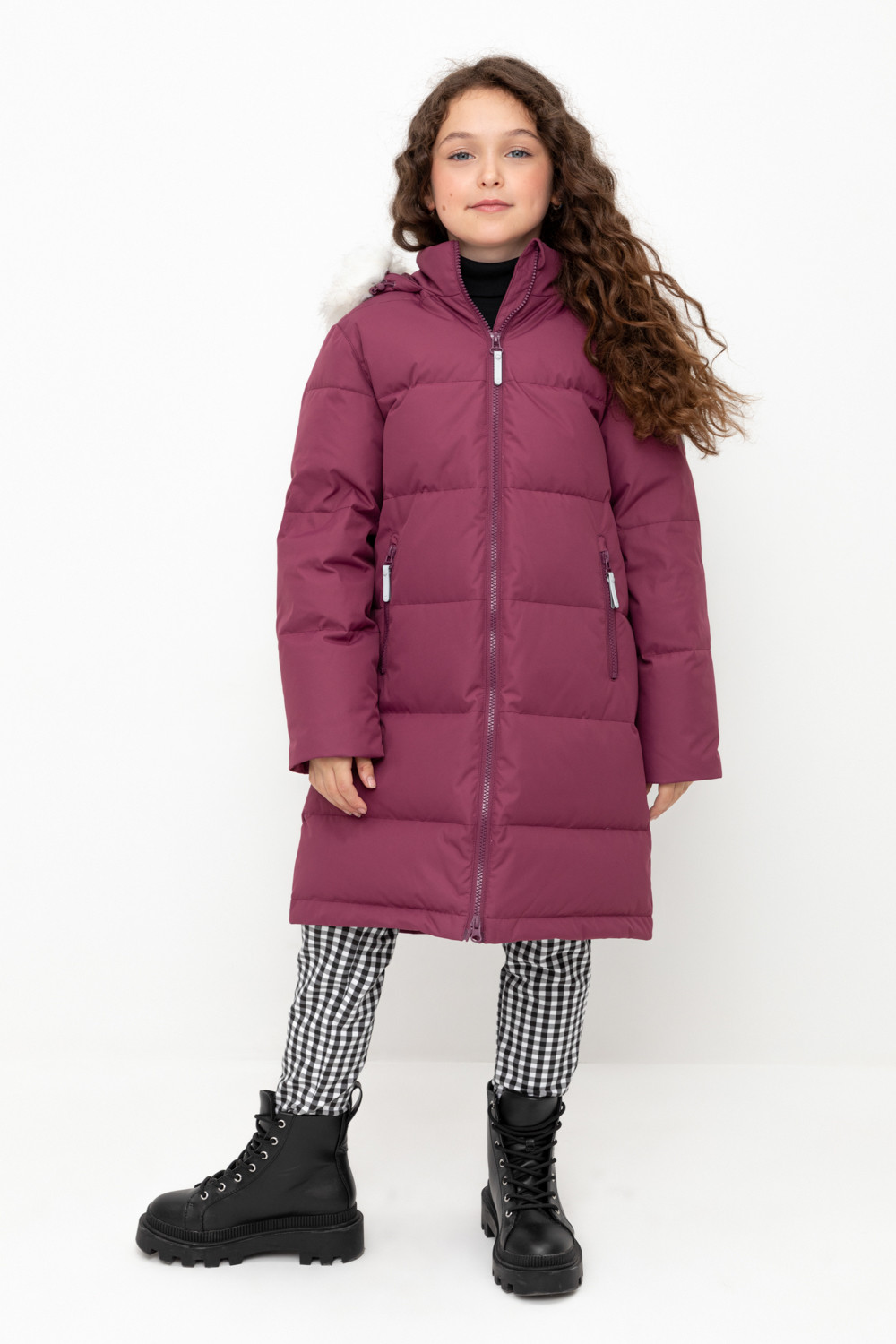 Пальто для девочки, артикул: ВК 34069/2 УЗГ, цвет: фиолетовый