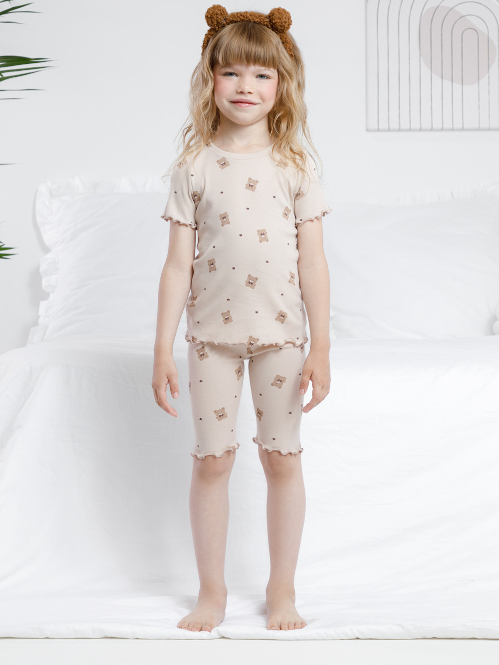 Пижама для девочки, артикул: К 1632, цвет: бежевый