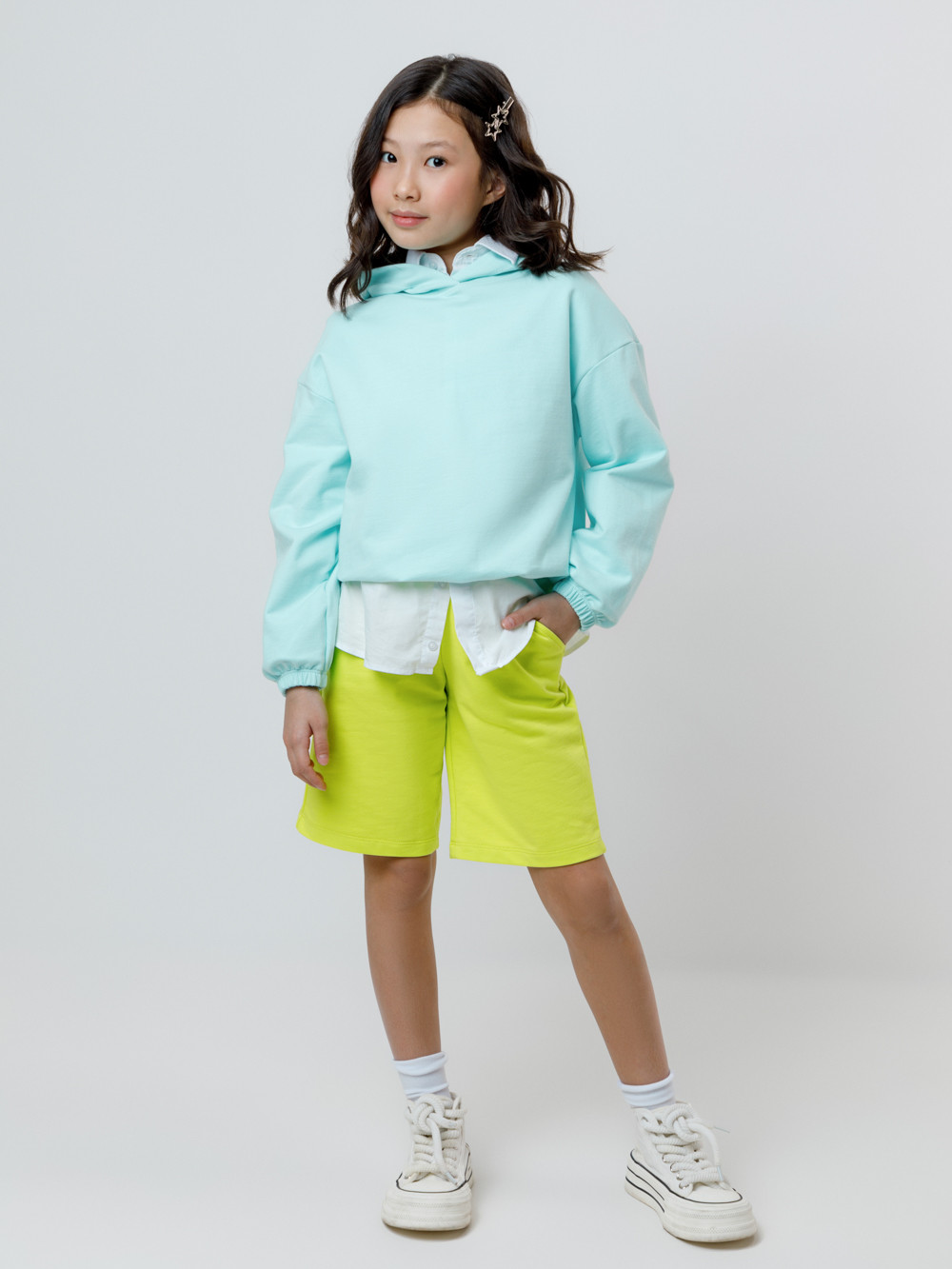 Шорты для девочки, артикул: КП 400532, цвет: ярко-зеленый