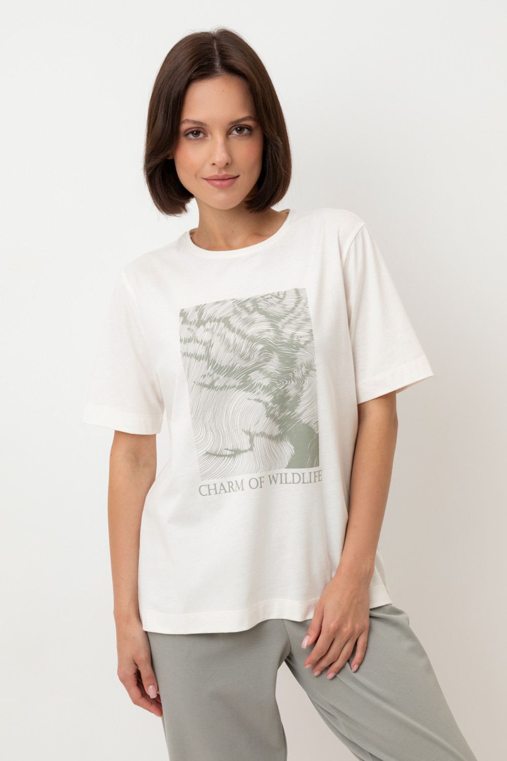 Футболки женские для мам, артикул: ЕВТ 3289, цвет: бежевый