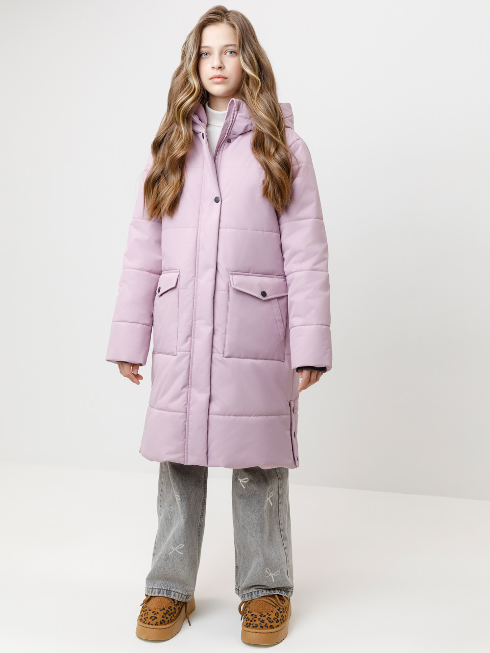 Пальто для девочки, артикул: ВК 38128/1 УЗГ, цвет: розовый