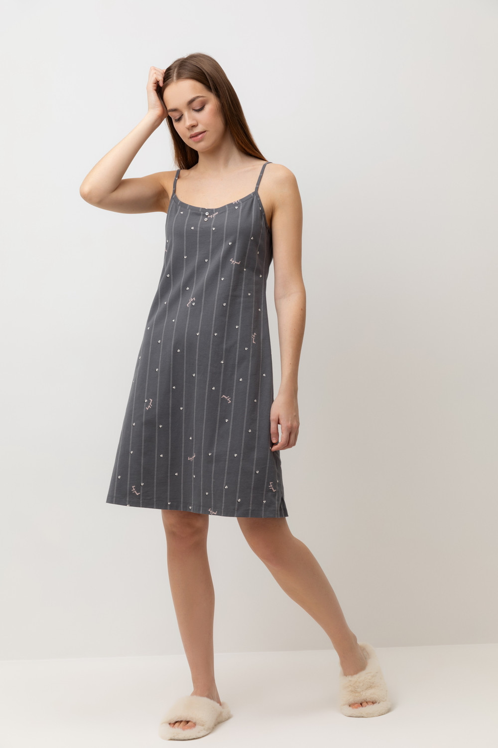 Сорочки ночные женские для мам, артикул: Е 10057, цвет: серый