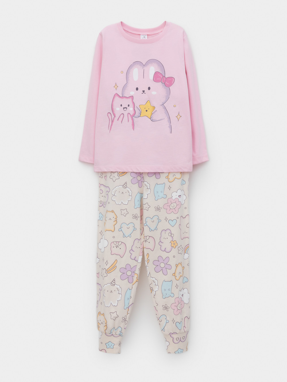 Пижама для девочки, артикул: К 1606, цвет: светло-розовый, фото 2