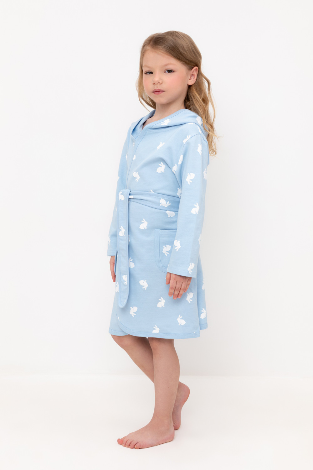 Халат для девочки, артикул: К 5763-1, цвет: светло-голубой, фото 2