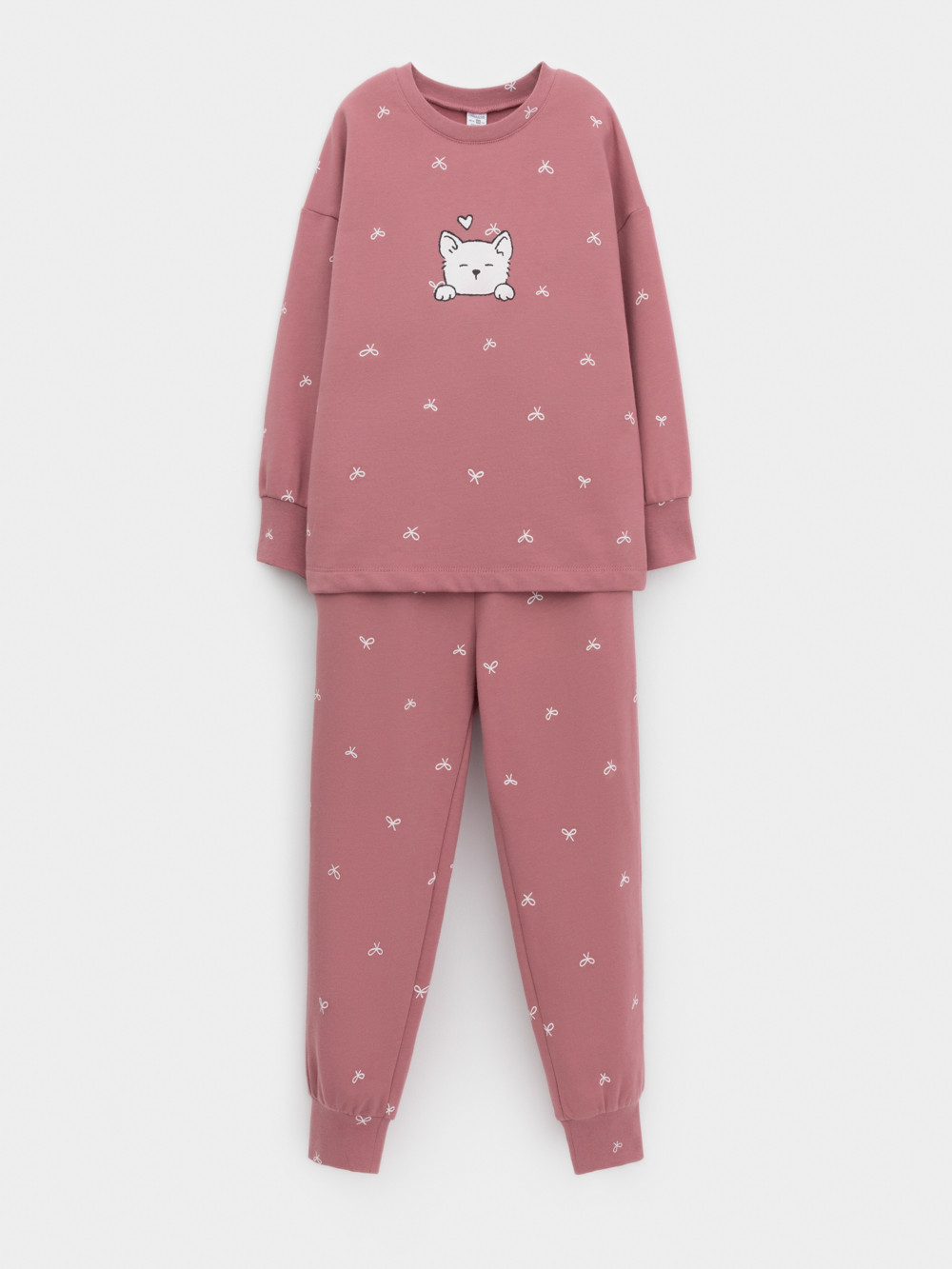 Пижама для девочки, артикул: К 1581, цвет: бордовый, фото 2
