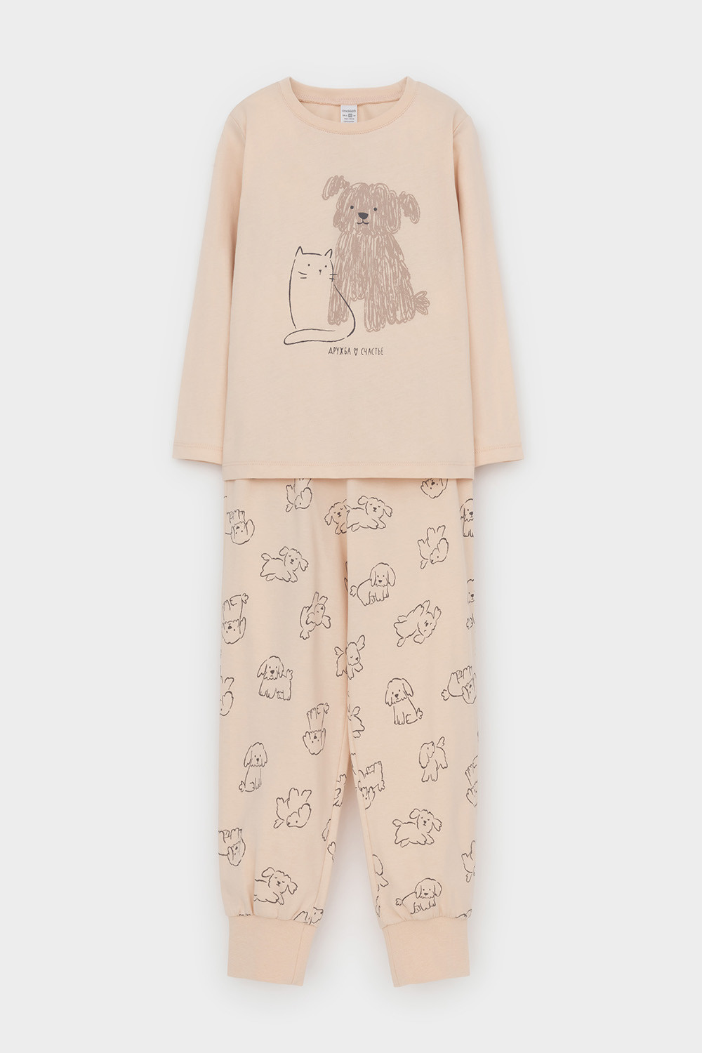 Пижама для девочки, артикул: К 1606, цвет: бежевый, фото 2