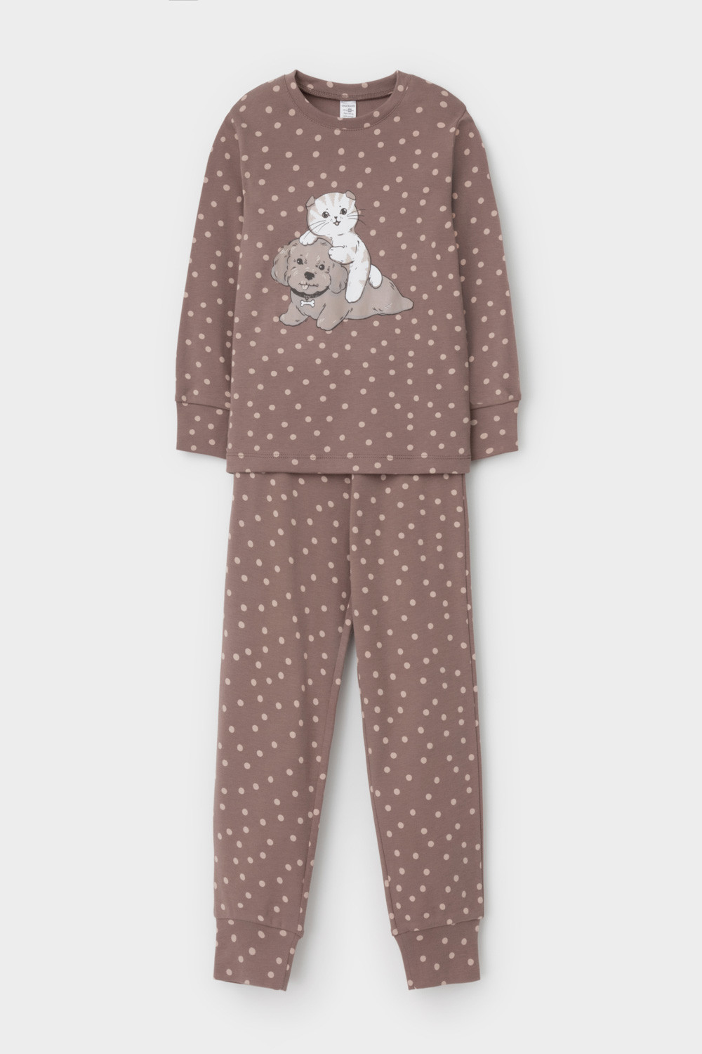 Пижама для девочки, артикул: К 1621, цвет: коричневый, фото 2