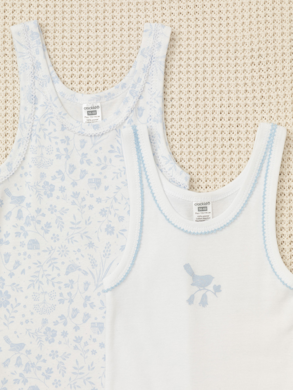 Майки для девочки, артикул: К 1181-2уп, цвет: белый, фото 2