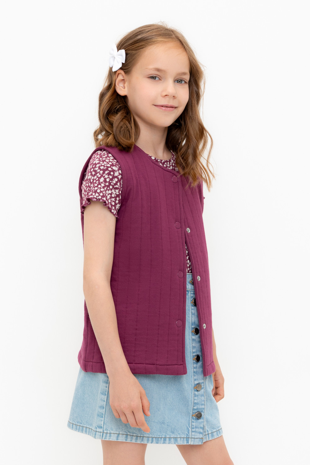 Жилеты для девочки, артикул: КР 302576, цвет: бордовый, фото 2
