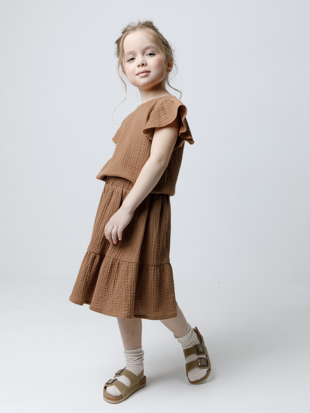 Юбка для девочки, артикул: ТК 70046, цвет: коричневый, фото 3