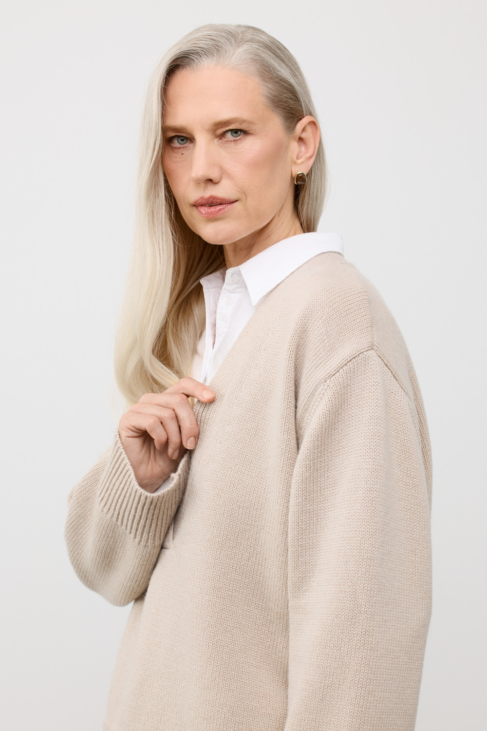 Джемперы женские для мам, артикул: ЕВ 30261/ш, цвет: бежевый, фото 3