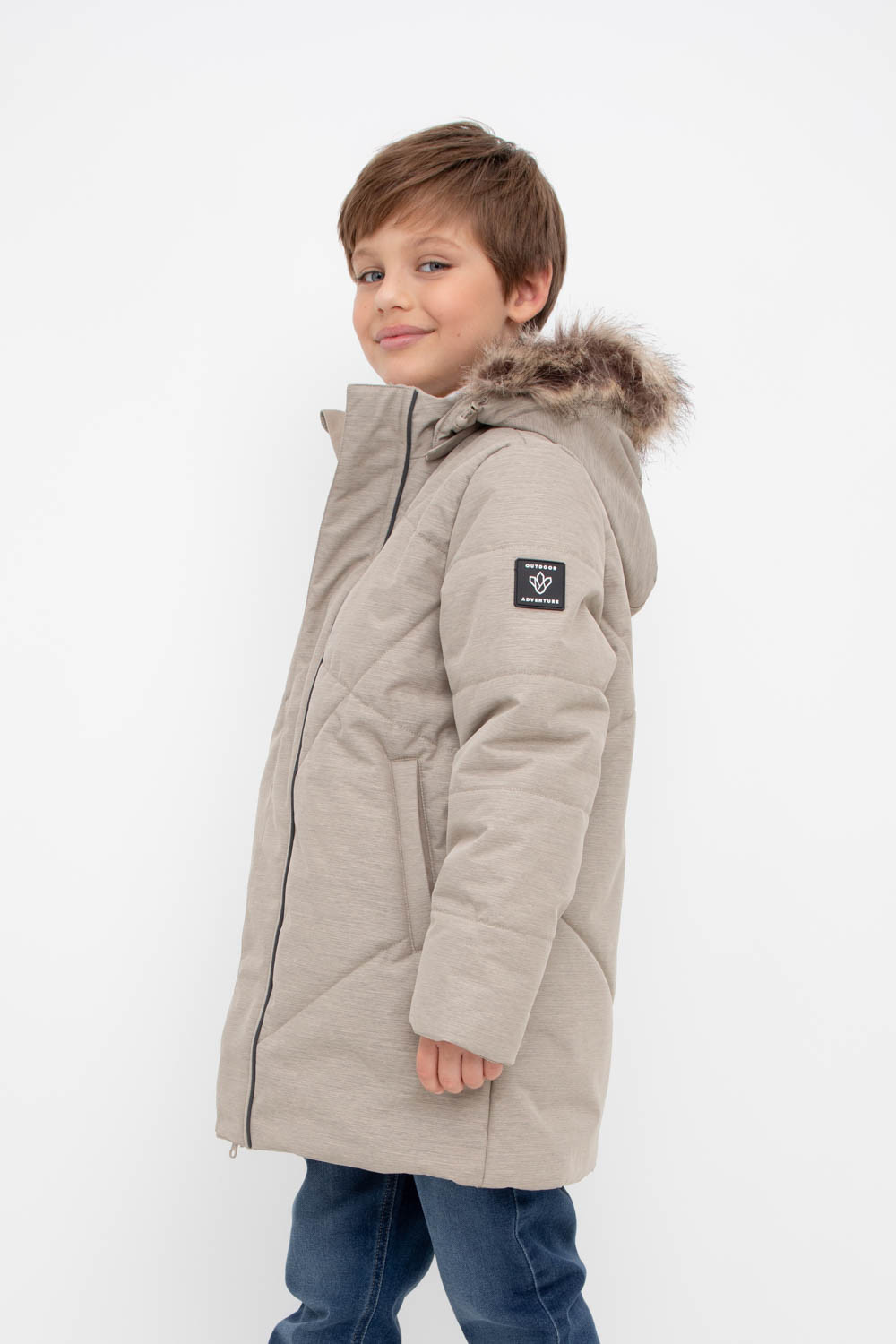 Пальто, плащи для мальчика, артикул: ВК 36098/1 ГР, цвет: кофейный, фото 3