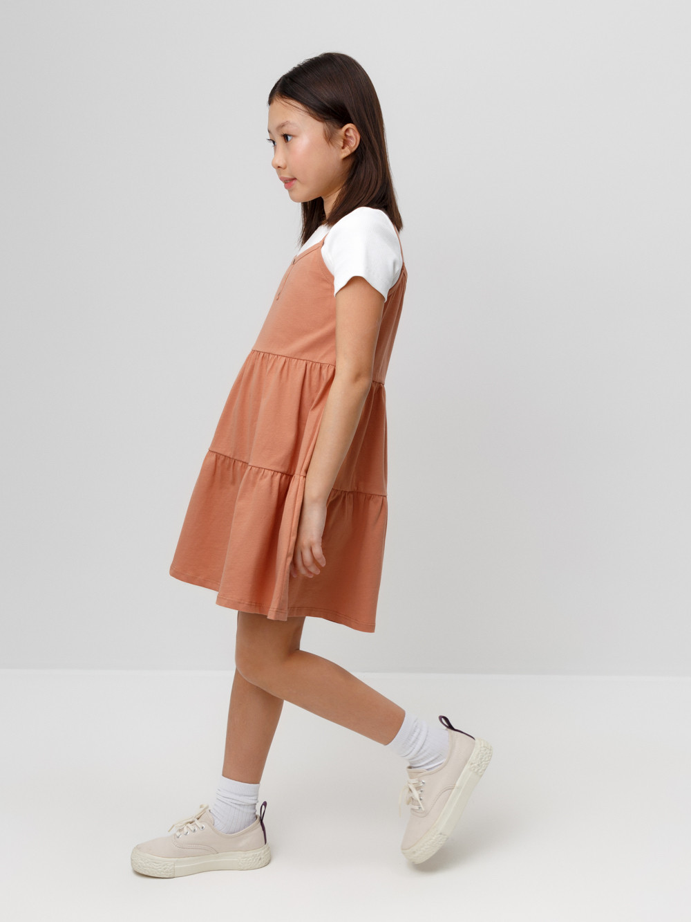 Сарафан для девочки, артикул: КР 5799, цвет: коричневый, фото 2